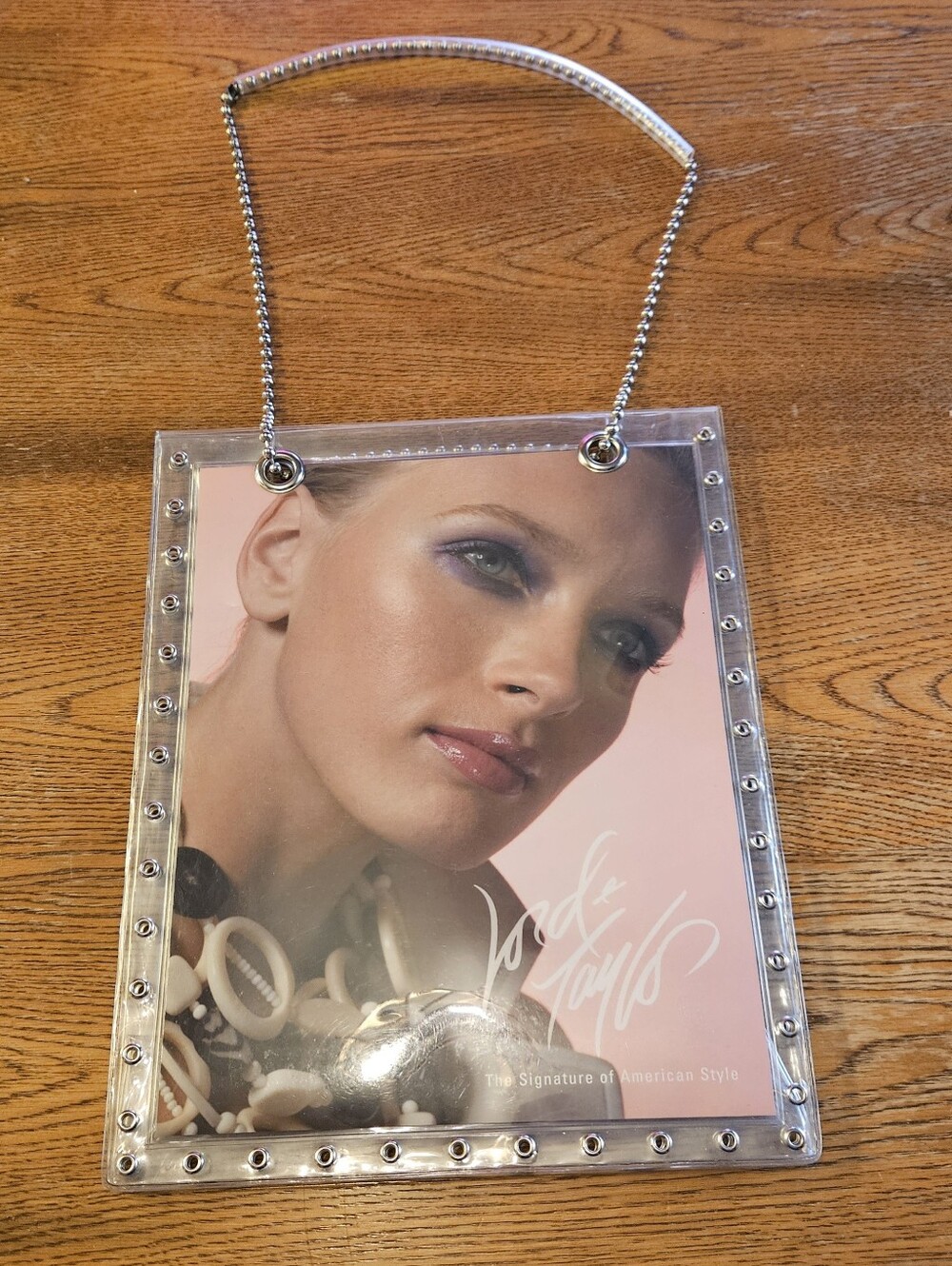 Vintage Lord & Taylor Clear Vinyl Tote Bag Purse Ball Chain Promo Advertisement